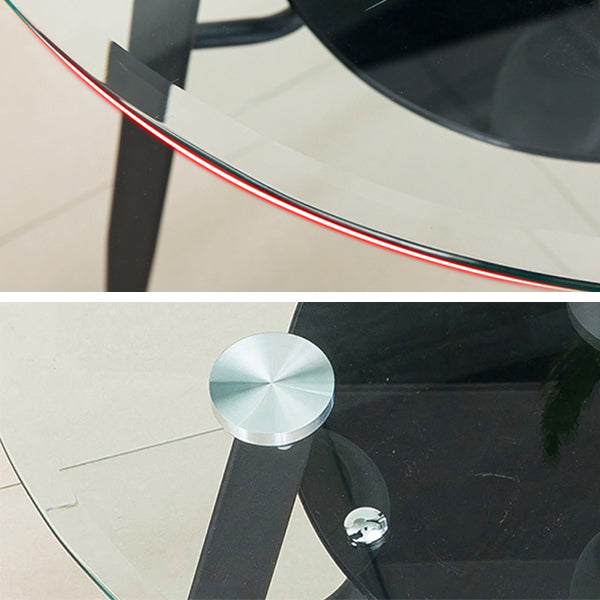 Modern Glass Dining Table 31.5" Round Dining Table with Black Frame for Home Use Clearhalo ' dining_table' 'Dining Tables & Seating' 'Dining Tables' 'furn' 'furn_dining_table' 'Furniture' 'furniture_dining_table' 'Kitchen & Dining Furniture' 'kitchen&dining_furn' 'kitchen' 'kitchen_dining_table' 4061196