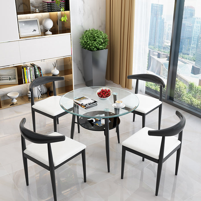 Modern Glass Dining Table 31.5" Round Dining Table with Black Frame for Home Use Clearhalo ' dining_table' 'Dining Tables & Seating' 'Dining Tables' 'furn' 'furn_dining_table' 'Furniture' 'furniture_dining_table' 'Kitchen & Dining Furniture' 'kitchen&dining_furn' 'kitchen' 'kitchen_dining_table' 4061198