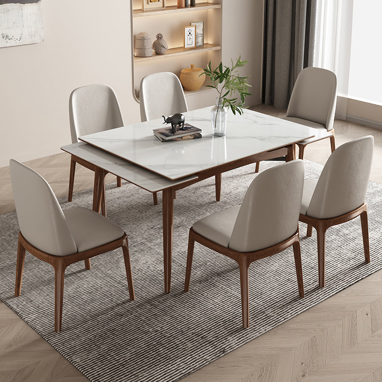 Midcentury Stone Dining Table Rectangle 4 Legs Furniture,43.3"L x 31.5"W x 30.7"H Clearhalo ' dining_table' 'Dining Tables & Seating' 'Dining Tables' 'furn' 'furn_dining_table' 'Furniture' 'furniture_dining_table' 'Kitchen & Dining Furniture' 'kitchen&dining_furn' 'kitchen' 'kitchen_dining_table' 4061230