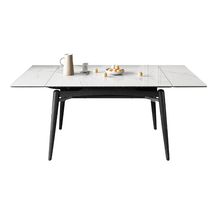 Midcentury Stone Dining Table Rectangle 4 Legs Furniture,43.3"L x 31.5"W x 30.7"H Black White Without Chairs Clearhalo ' dining_table' 'Dining Tables & Seating' 'Dining Tables' 'furn' 'furn_dining_table' 'Furniture' 'furniture_dining_table' 'Kitchen & Dining Furniture' 'kitchen&dining_furn' 'kitchen' 'kitchen_dining_table' 4061232