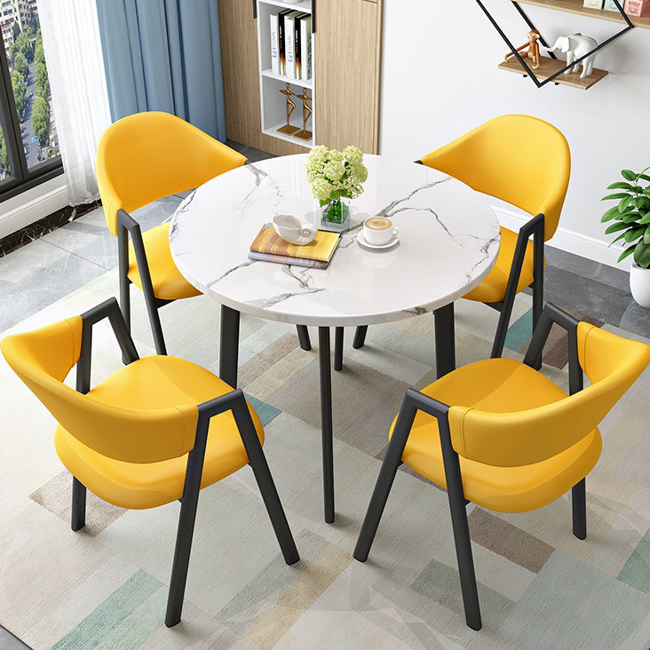 Minimalist Round Shape MDF Table Standard Dining Table for Kitchen Four Leg Black Without Chairs Clearhalo ' dining_table' 'Dining Tables & Seating' 'Dining Tables' 'furn' 'furn_dining_table' 'Furniture' 'furniture_dining_table' 'Kitchen & Dining Furniture' 'kitchen&dining_furn' 'kitchen' 'kitchen_dining_table' 4061247