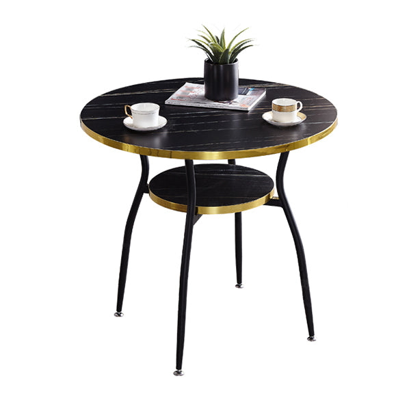 31.5-inch Metal Contemporary Round Dining Table Wood Top Table with Black Legs Black Without Chairs Clearhalo ' dining_table' 'Dining Tables & Seating' 'Dining Tables' 'furn' 'furn_dining_table' 'Furniture' 'furniture_dining_table' 'Kitchen & Dining Furniture' 'kitchen&dining_furn' 'kitchen' 'kitchen_dining_table' 4061283