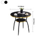 31.5-inch Metal Contemporary Round Dining Table Wood Top Table with Black Legs Clearhalo ' dining_table' 'Dining Tables & Seating' 'Dining Tables' 'furn' 'furn_dining_table' 'Furniture' 'furniture_dining_table' 'Kitchen & Dining Furniture' 'kitchen&dining_furn' 'kitchen' 'kitchen_dining_table' 4061292