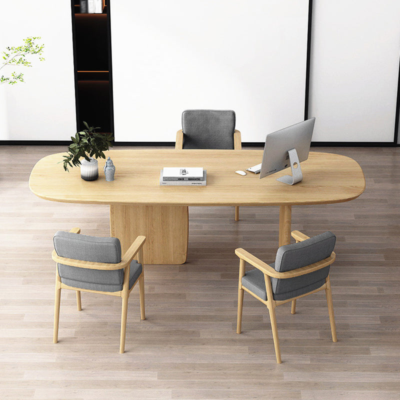 Oval Pine Solid Wood Table Simplicity Dining Room Collection with Double Pedestal Clearhalo ' dining_table' 'Dining Tables & Seating' 'Dining Tables' 'furn' 'furn_dining_table' 'Furniture' 'furniture_dining_table' 'Kitchen & Dining Furniture' 'kitchen&dining_furn' 'kitchen' 'kitchen_dining_table' 4061316
