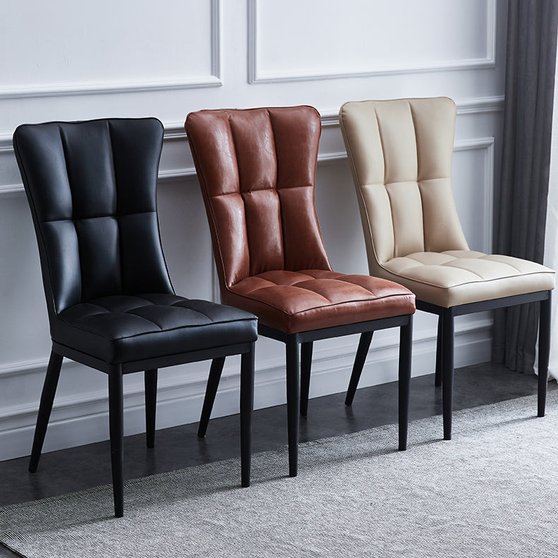 Upholstered Armless Dining Chairs Solid Back Side Chairs with Metal Legs Clearhalo ' kitchen&dining_furn' 'Dining Chairs' 'Dining Tables & Seating' 'dining_chair' 'furn' 'furn_dining_chair' 'Furniture' 'furniture_dining_chair' 'Kitchen & Dining Furniture' 'kitchen' 4065763