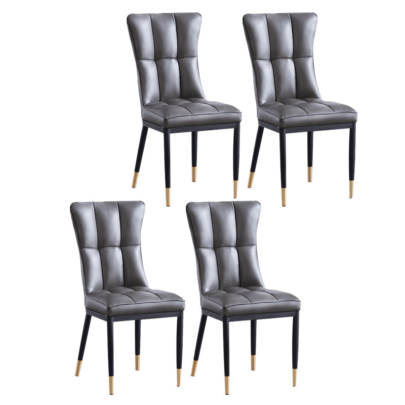 Upholstered Armless Dining Chairs Solid Back Side Chairs with Metal Legs Dark Gray 4 Piece Set Brass Gold Clearhalo ' kitchen&dining_furn' 'Dining Chairs' 'Dining Tables & Seating' 'dining_chair' 'furn' 'furn_dining_chair' 'Furniture' 'furniture_dining_chair' 'Kitchen & Dining Furniture' 'kitchen' 4065779