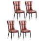 Upholstered Armless Dining Chairs Solid Back Side Chairs with Metal Legs Brown 4 Piece Set Brass Gold Clearhalo ' kitchen&dining_furn' 'Dining Chairs' 'Dining Tables & Seating' 'dining_chair' 'furn' 'furn_dining_chair' 'Furniture' 'furniture_dining_chair' 'Kitchen & Dining Furniture' 'kitchen' 4065783
