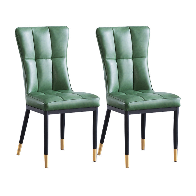 Upholstered Armless Dining Chairs Solid Back Side Chairs with Metal Legs Green 2 Piece Set Brass Gold Clearhalo ' kitchen&dining_furn' 'Dining Chairs' 'Dining Tables & Seating' 'dining_chair' 'furn' 'furn_dining_chair' 'Furniture' 'furniture_dining_chair' 'Kitchen & Dining Furniture' 'kitchen' 4065788