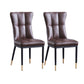 Upholstered Armless Dining Chairs Solid Back Side Chairs with Metal Legs Dark Brown 2 Piece Set Brass Gold Clearhalo ' kitchen&dining_furn' 'Dining Chairs' 'Dining Tables & Seating' 'dining_chair' 'furn' 'furn_dining_chair' 'Furniture' 'furniture_dining_chair' 'Kitchen & Dining Furniture' 'kitchen' 4065791
