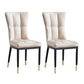 Upholstered Armless Dining Chairs Solid Back Side Chairs with Metal Legs Beige 2 Piece Set Brass Gold Clearhalo ' kitchen&dining_furn' 'Dining Chairs' 'Dining Tables & Seating' 'dining_chair' 'furn' 'furn_dining_chair' 'Furniture' 'furniture_dining_chair' 'Kitchen & Dining Furniture' 'kitchen' 4065794