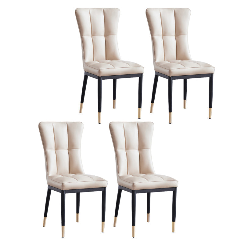 Upholstered Armless Dining Chairs Solid Back Side Chairs with Metal Legs Beige 4 Piece Set Brass Gold Clearhalo ' kitchen&dining_furn' 'Dining Chairs' 'Dining Tables & Seating' 'dining_chair' 'furn' 'furn_dining_chair' 'Furniture' 'furniture_dining_chair' 'Kitchen & Dining Furniture' 'kitchen' 4065795