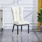 Upholstered Armless Dining Chairs Solid Back Side Chairs with Metal Legs Off-White 1 Piece Brass Gold Clearhalo ' kitchen&dining_furn' 'Dining Chairs' 'Dining Tables & Seating' 'dining_chair' 'furn' 'furn_dining_chair' 'Furniture' 'furniture_dining_chair' 'Kitchen & Dining Furniture' 'kitchen' 4065796