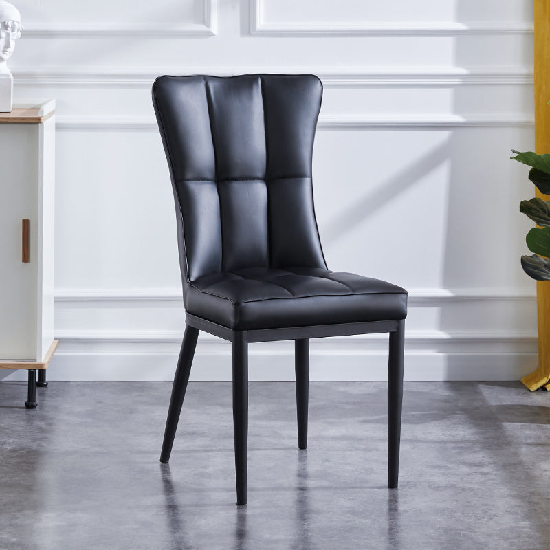 Upholstered Armless Dining Chairs Solid Back Side Chairs with Metal Legs Black 1 Piece Black Clearhalo ' kitchen&dining_furn' 'Dining Chairs' 'Dining Tables & Seating' 'dining_chair' 'furn' 'furn_dining_chair' 'Furniture' 'furniture_dining_chair' 'Kitchen & Dining Furniture' 'kitchen' 4065799