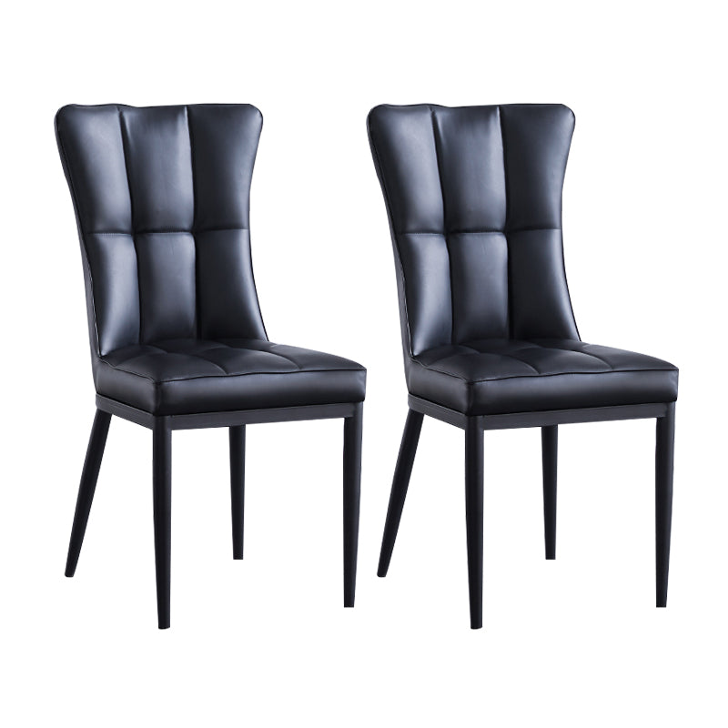 Upholstered Armless Dining Chairs Solid Back Side Chairs with Metal Legs Black 2 Piece Set Black Clearhalo ' kitchen&dining_furn' 'Dining Chairs' 'Dining Tables & Seating' 'dining_chair' 'furn' 'furn_dining_chair' 'Furniture' 'furniture_dining_chair' 'Kitchen & Dining Furniture' 'kitchen' 4065800