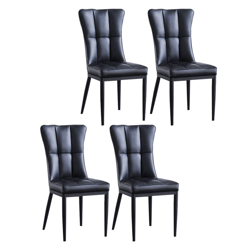 Upholstered Armless Dining Chairs Solid Back Side Chairs with Metal Legs Black 4 Piece Set Black Clearhalo ' kitchen&dining_furn' 'Dining Chairs' 'Dining Tables & Seating' 'dining_chair' 'furn' 'furn_dining_chair' 'Furniture' 'furniture_dining_chair' 'Kitchen & Dining Furniture' 'kitchen' 4065801