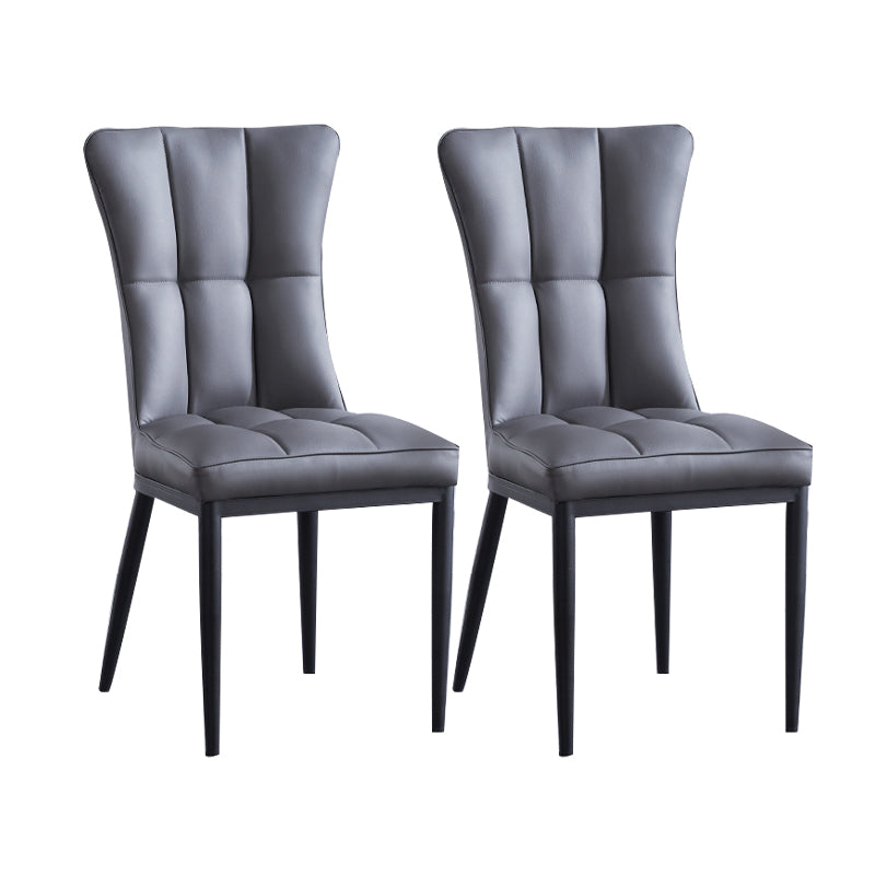 Upholstered Armless Dining Chairs Solid Back Side Chairs with Metal Legs Grey 2 Piece Set Black Clearhalo ' kitchen&dining_furn' 'Dining Chairs' 'Dining Tables & Seating' 'dining_chair' 'furn' 'furn_dining_chair' 'Furniture' 'furniture_dining_chair' 'Kitchen & Dining Furniture' 'kitchen' 4065803