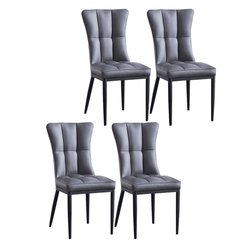 Upholstered Armless Dining Chairs Solid Back Side Chairs with Metal Legs Grey 4 Piece Set Black Clearhalo ' kitchen&dining_furn' 'Dining Chairs' 'Dining Tables & Seating' 'dining_chair' 'furn' 'furn_dining_chair' 'Furniture' 'furniture_dining_chair' 'Kitchen & Dining Furniture' 'kitchen' 4065804