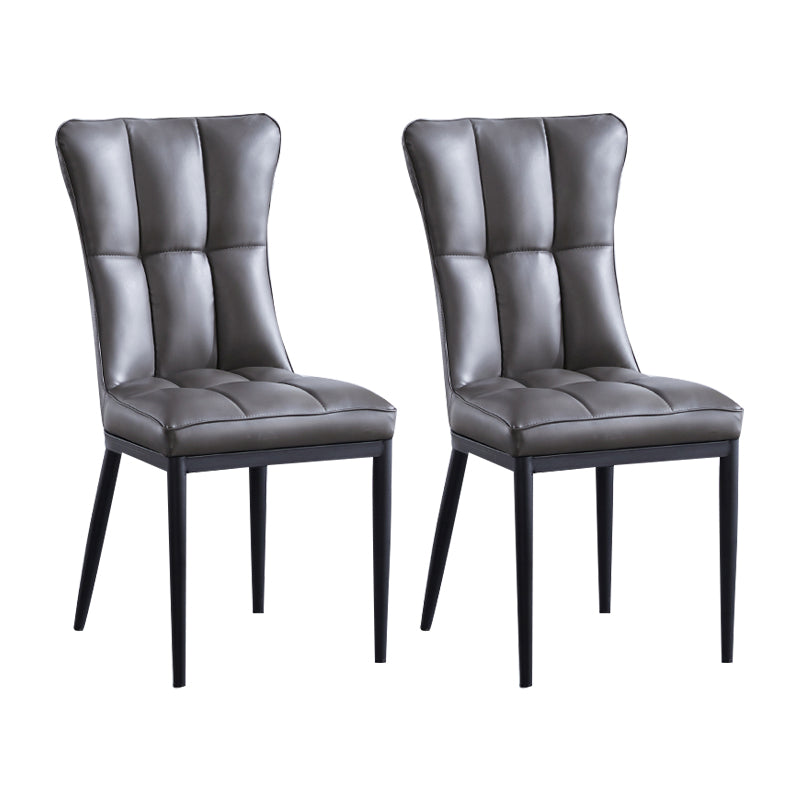 Upholstered Armless Dining Chairs Solid Back Side Chairs with Metal Legs Dark Gray 2 Piece Set Black Clearhalo ' kitchen&dining_furn' 'Dining Chairs' 'Dining Tables & Seating' 'dining_chair' 'furn' 'furn_dining_chair' 'Furniture' 'furniture_dining_chair' 'Kitchen & Dining Furniture' 'kitchen' 4065806