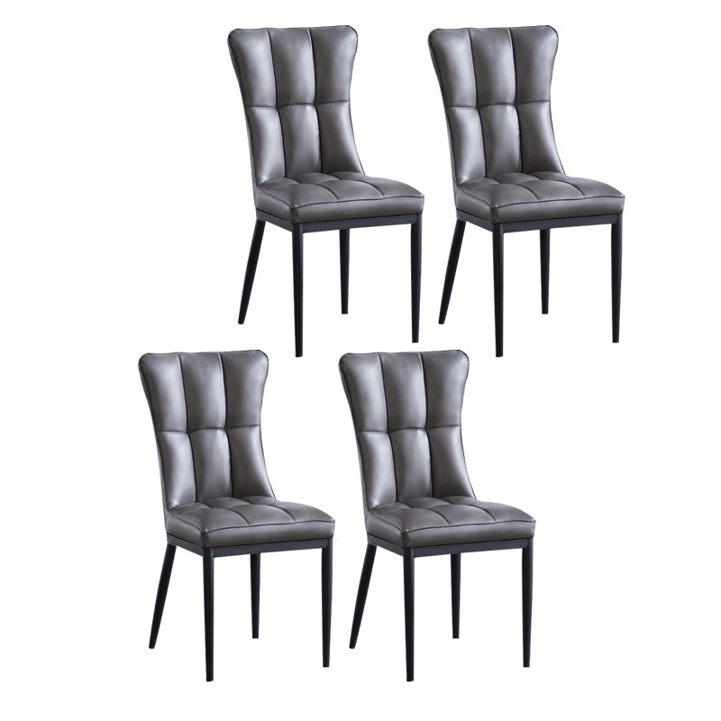 Upholstered Armless Dining Chairs Solid Back Side Chairs with Metal Legs Dark Gray 4 Piece Set Black Clearhalo ' kitchen&dining_furn' 'Dining Chairs' 'Dining Tables & Seating' 'dining_chair' 'furn' 'furn_dining_chair' 'Furniture' 'furniture_dining_chair' 'Kitchen & Dining Furniture' 'kitchen' 4065807