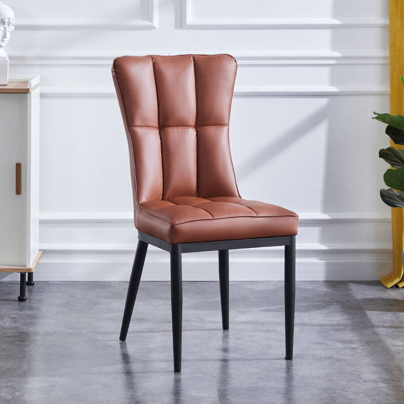 Upholstered Armless Dining Chairs Solid Back Side Chairs with Metal Legs Brown 1 Piece Black Clearhalo ' kitchen&dining_furn' 'Dining Chairs' 'Dining Tables & Seating' 'dining_chair' 'furn' 'furn_dining_chair' 'Furniture' 'furniture_dining_chair' 'Kitchen & Dining Furniture' 'kitchen' 4065808