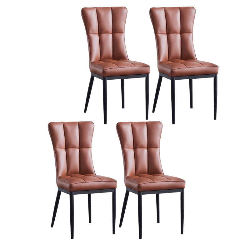 Upholstered Armless Dining Chairs Solid Back Side Chairs with Metal Legs Brown 4 Piece Set Black Clearhalo ' kitchen&dining_furn' 'Dining Chairs' 'Dining Tables & Seating' 'dining_chair' 'furn' 'furn_dining_chair' 'Furniture' 'furniture_dining_chair' 'Kitchen & Dining Furniture' 'kitchen' 4065810