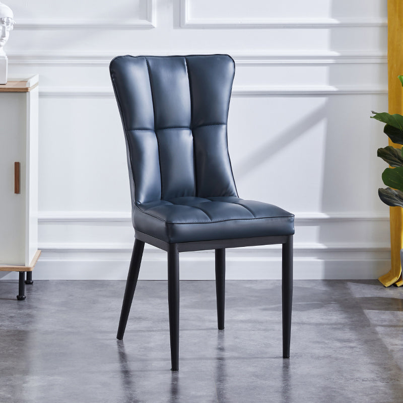 Upholstered Armless Dining Chairs Solid Back Side Chairs with Metal Legs Blue 1 Piece Black Clearhalo ' kitchen&dining_furn' 'Dining Chairs' 'Dining Tables & Seating' 'dining_chair' 'furn' 'furn_dining_chair' 'Furniture' 'furniture_dining_chair' 'Kitchen & Dining Furniture' 'kitchen' 4065811
