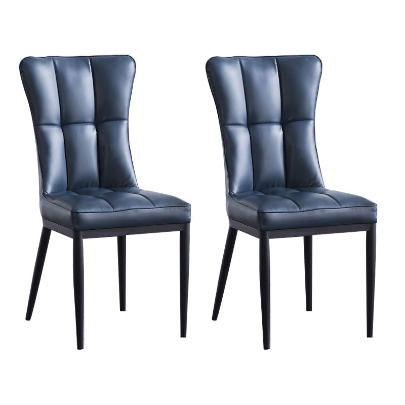 Upholstered Armless Dining Chairs Solid Back Side Chairs with Metal Legs Blue 2 Piece Set Black Clearhalo ' kitchen&dining_furn' 'Dining Chairs' 'Dining Tables & Seating' 'dining_chair' 'furn' 'furn_dining_chair' 'Furniture' 'furniture_dining_chair' 'Kitchen & Dining Furniture' 'kitchen' 4065812
