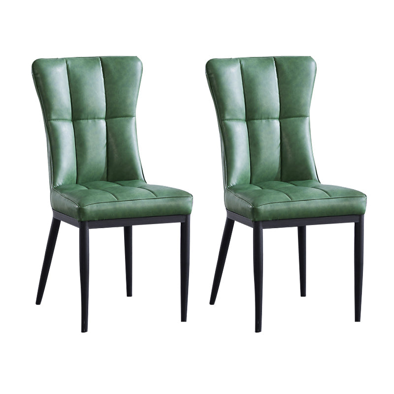 Upholstered Armless Dining Chairs Solid Back Side Chairs with Metal Legs Green 2 Piece Set Black Clearhalo ' kitchen&dining_furn' 'Dining Chairs' 'Dining Tables & Seating' 'dining_chair' 'furn' 'furn_dining_chair' 'Furniture' 'furniture_dining_chair' 'Kitchen & Dining Furniture' 'kitchen' 4065815