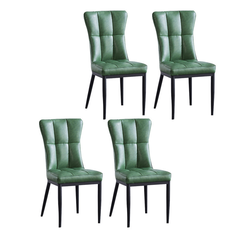 Upholstered Armless Dining Chairs Solid Back Side Chairs with Metal Legs Green 4 Piece Set Black Clearhalo ' kitchen&dining_furn' 'Dining Chairs' 'Dining Tables & Seating' 'dining_chair' 'furn' 'furn_dining_chair' 'Furniture' 'furniture_dining_chair' 'Kitchen & Dining Furniture' 'kitchen' 4065816