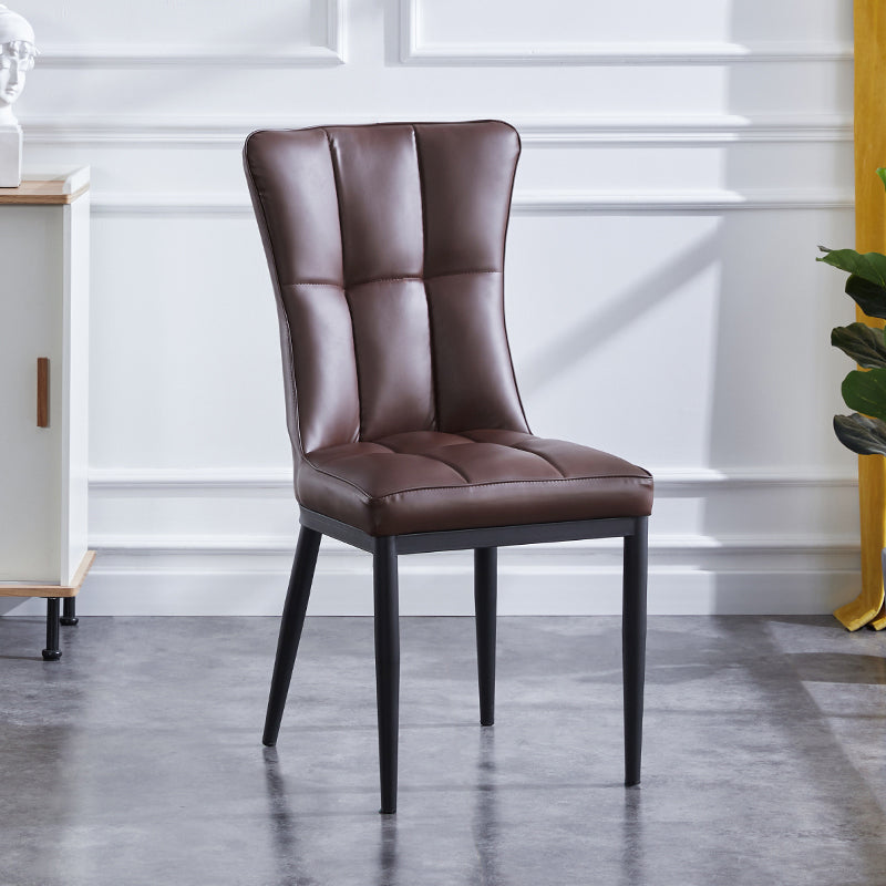 Upholstered Armless Dining Chairs Solid Back Side Chairs with Metal Legs Dark Brown 1 Piece Black Clearhalo ' kitchen&dining_furn' 'Dining Chairs' 'Dining Tables & Seating' 'dining_chair' 'furn' 'furn_dining_chair' 'Furniture' 'furniture_dining_chair' 'Kitchen & Dining Furniture' 'kitchen' 4065817