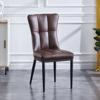 Upholstered Armless Dining Chairs Solid Back Side Chairs with Metal Legs Dark Brown 1 Piece Black Clearhalo ' kitchen&dining_furn' 'Dining Chairs' 'Dining Tables & Seating' 'dining_chair' 'furn' 'furn_dining_chair' 'Furniture' 'furniture_dining_chair' 'Kitchen & Dining Furniture' 'kitchen' 4065817