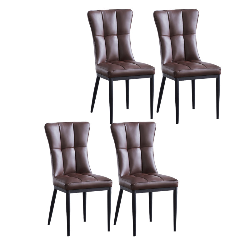 Upholstered Armless Dining Chairs Solid Back Side Chairs with Metal Legs Dark Brown 4 Piece Set Black Clearhalo ' kitchen&dining_furn' 'Dining Chairs' 'Dining Tables & Seating' 'dining_chair' 'furn' 'furn_dining_chair' 'Furniture' 'furniture_dining_chair' 'Kitchen & Dining Furniture' 'kitchen' 4065819