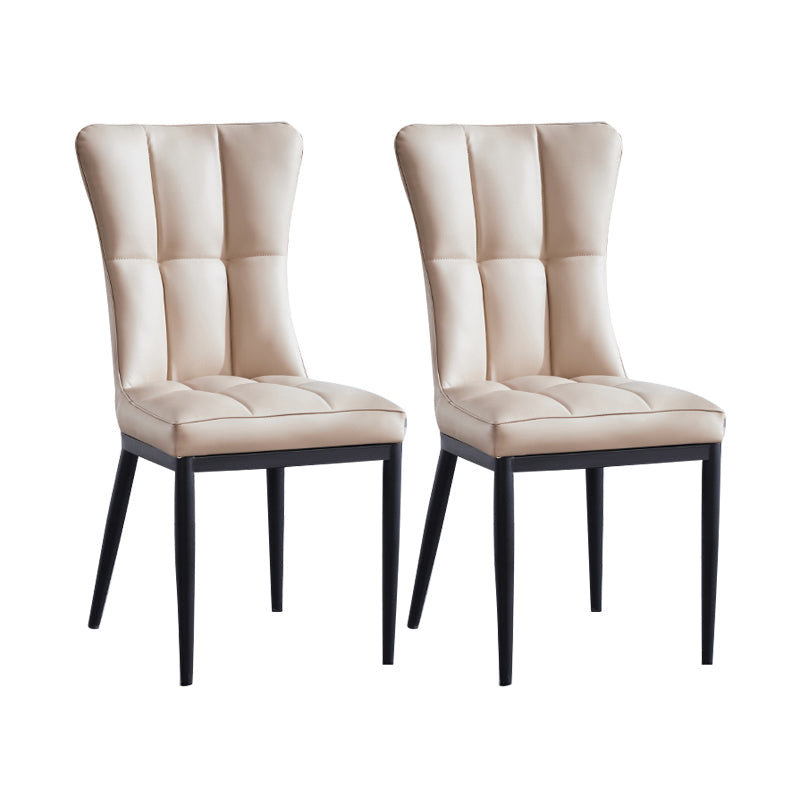 Upholstered Armless Dining Chairs Solid Back Side Chairs with Metal Legs Beige 2 Piece Set Black Clearhalo ' kitchen&dining_furn' 'Dining Chairs' 'Dining Tables & Seating' 'dining_chair' 'furn' 'furn_dining_chair' 'Furniture' 'furniture_dining_chair' 'Kitchen & Dining Furniture' 'kitchen' 4065821
