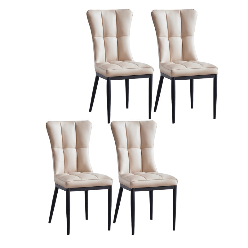 Upholstered Armless Dining Chairs Solid Back Side Chairs with Metal Legs Beige 4 Piece Set Black Clearhalo ' kitchen&dining_furn' 'Dining Chairs' 'Dining Tables & Seating' 'dining_chair' 'furn' 'furn_dining_chair' 'Furniture' 'furniture_dining_chair' 'Kitchen & Dining Furniture' 'kitchen' 4065822