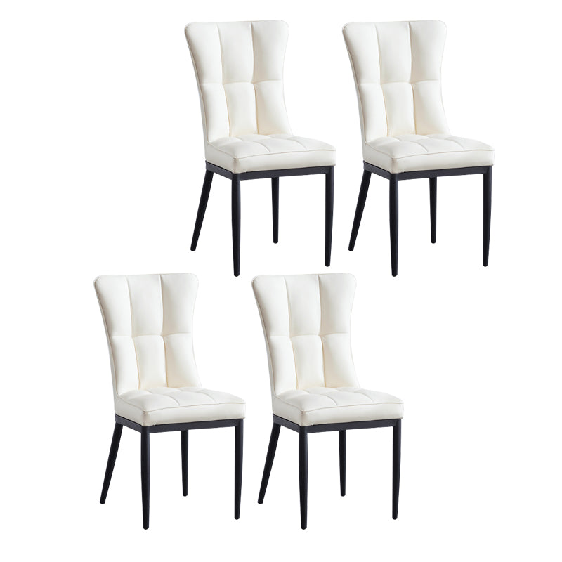Upholstered Armless Dining Chairs Solid Back Side Chairs with Metal Legs Off-White 4 Piece Set Black Clearhalo ' kitchen&dining_furn' 'Dining Chairs' 'Dining Tables & Seating' 'dining_chair' 'furn' 'furn_dining_chair' 'Furniture' 'furniture_dining_chair' 'Kitchen & Dining Furniture' 'kitchen' 4065825