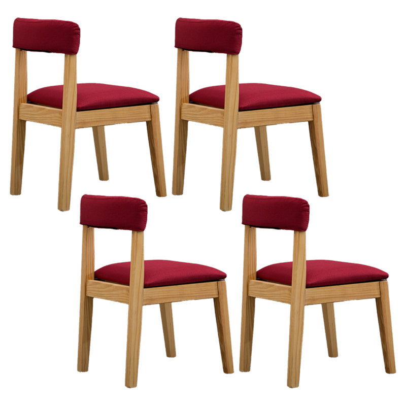 Country Style Home Side Chair Open Back Wood Upholstered Dining Room Chair Red 4 Piece Set Clearhalo ' kitchen&dining_furn' 'Dining Chairs' 'Dining Tables & Seating' 'dining_chair' 'furn' 'furn_dining_chair' 'Furniture' 'furniture_dining_chair' 'Kitchen & Dining Furniture' 'kitchen' 4065845