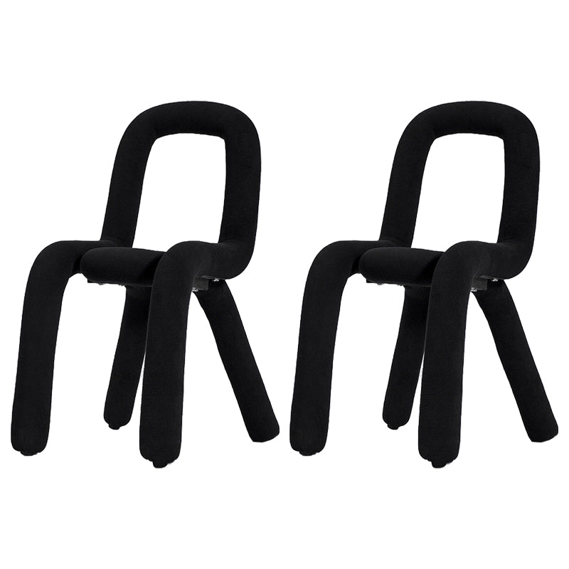 Contemporary Style Linen Chair Set Kitchen Dining Open Back Side Chairs Black 2 Piece Set Clearhalo ' kitchen&dining_furn' 'Dining Chairs' 'Dining Tables & Seating' 'dining_chair' 'furn' 'furn_dining_chair' 'Furniture' 'furniture_dining_chair' 'Kitchen & Dining Furniture' 'kitchen' 4065870