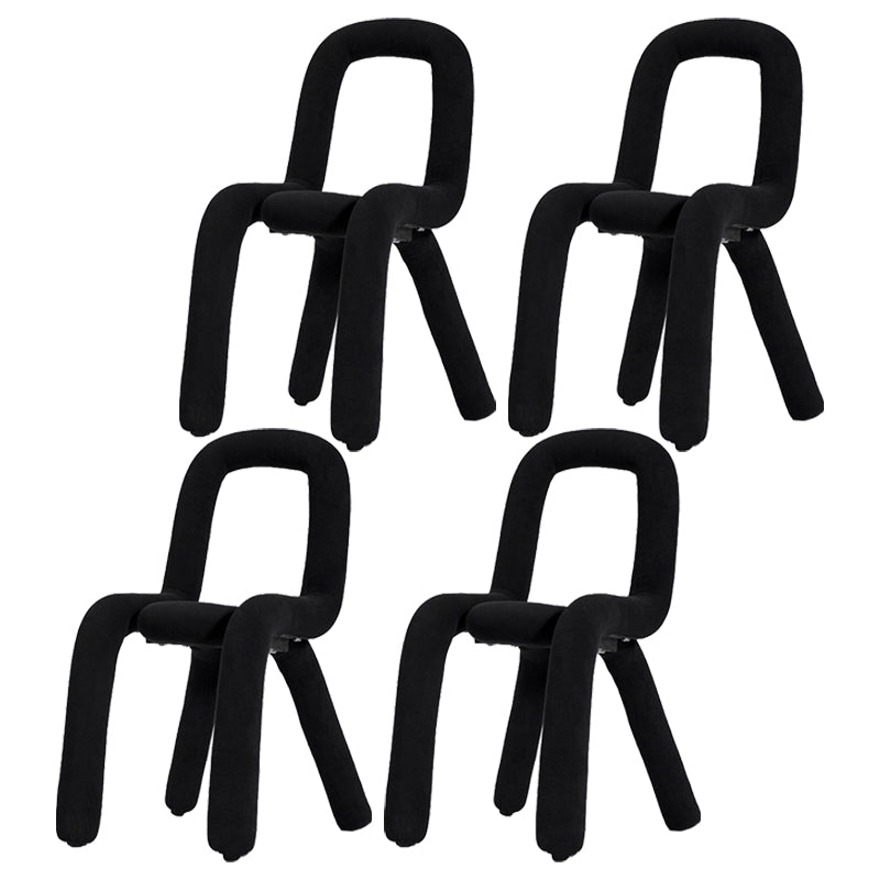 Contemporary Style Linen Chair Set Kitchen Dining Open Back Side Chairs Black 4 Piece Set Clearhalo ' kitchen&dining_furn' 'Dining Chairs' 'Dining Tables & Seating' 'dining_chair' 'furn' 'furn_dining_chair' 'Furniture' 'furniture_dining_chair' 'Kitchen & Dining Furniture' 'kitchen' 4065872