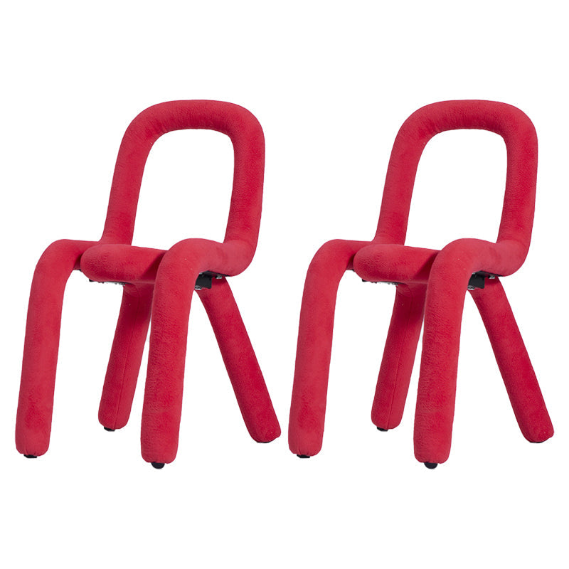 Contemporary Style Linen Chair Set Kitchen Dining Open Back Side Chairs Red 2 Piece Set Clearhalo ' kitchen&dining_furn' 'Dining Chairs' 'Dining Tables & Seating' 'dining_chair' 'furn' 'furn_dining_chair' 'Furniture' 'furniture_dining_chair' 'Kitchen & Dining Furniture' 'kitchen' 4065882