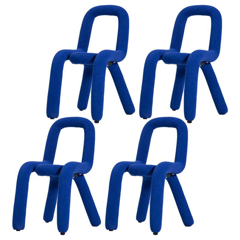 Contemporary Style Linen Chair Set Kitchen Dining Open Back Side Chairs Blue 4 Piece Set Clearhalo ' kitchen&dining_furn' 'Dining Chairs' 'Dining Tables & Seating' 'dining_chair' 'furn' 'furn_dining_chair' 'Furniture' 'furniture_dining_chair' 'Kitchen & Dining Furniture' 'kitchen' 4065892