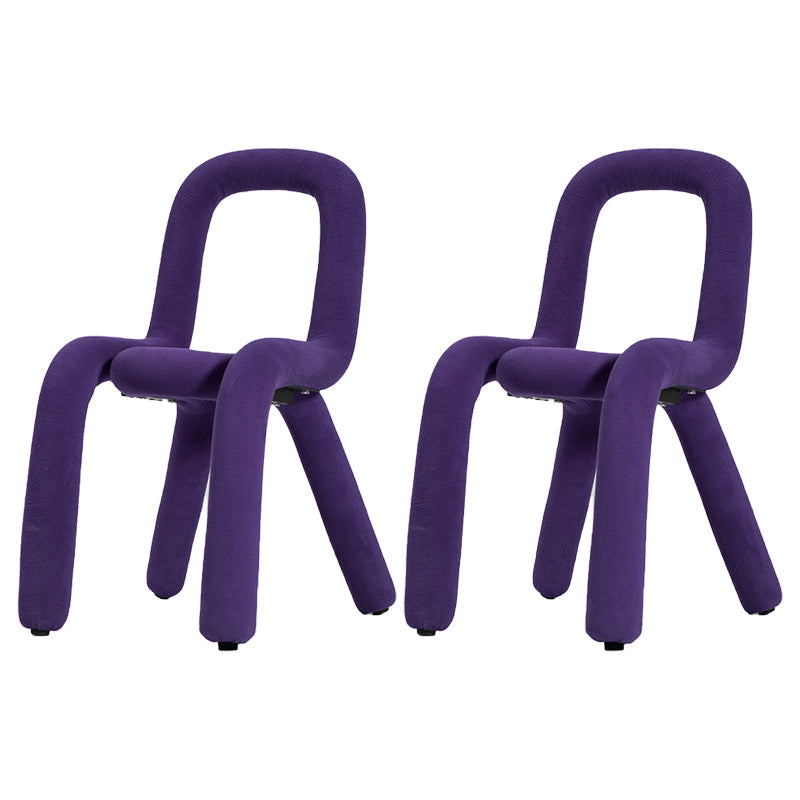 Contemporary Style Linen Chair Set Kitchen Dining Open Back Side Chairs Purple 2 Piece Set Clearhalo ' kitchen&dining_furn' 'Dining Chairs' 'Dining Tables & Seating' 'dining_chair' 'furn' 'furn_dining_chair' 'Furniture' 'furniture_dining_chair' 'Kitchen & Dining Furniture' 'kitchen' 4065894