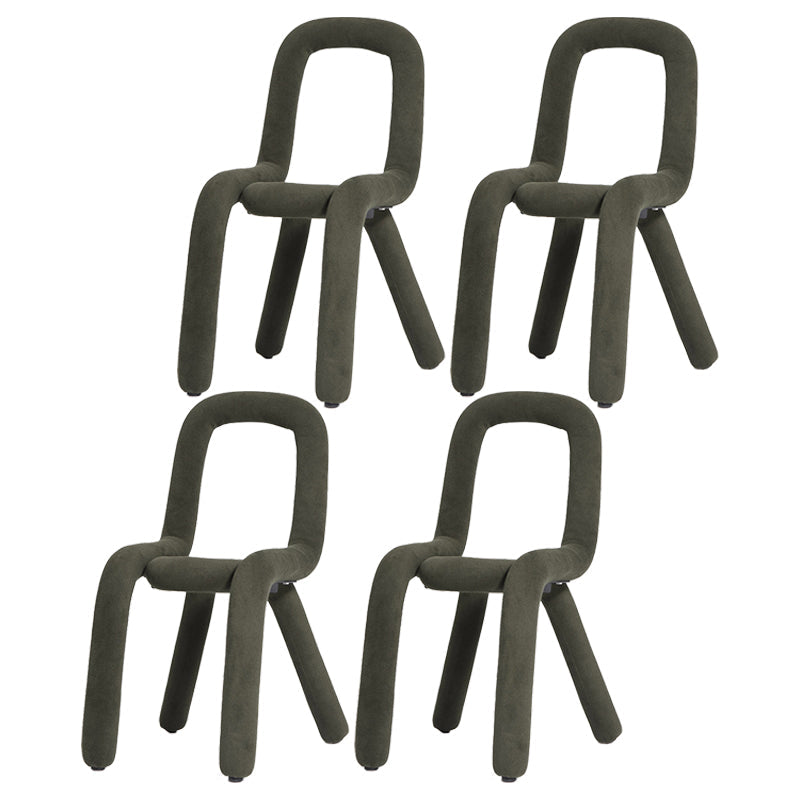 Contemporary Style Linen Chair Set Kitchen Dining Open Back Side Chairs Olive Green 4 Piece Set Clearhalo ' kitchen&dining_furn' 'Dining Chairs' 'Dining Tables & Seating' 'dining_chair' 'furn' 'furn_dining_chair' 'Furniture' 'furniture_dining_chair' 'Kitchen & Dining Furniture' 'kitchen' 4065898