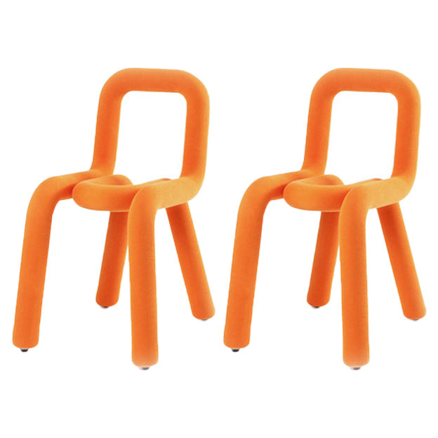 Contemporary Style Linen Chair Set Kitchen Dining Open Back Side Chairs Orange 2 Piece Set Clearhalo ' kitchen&dining_furn' 'Dining Chairs' 'Dining Tables & Seating' 'dining_chair' 'furn' 'furn_dining_chair' 'Furniture' 'furniture_dining_chair' 'Kitchen & Dining Furniture' 'kitchen' 4065900