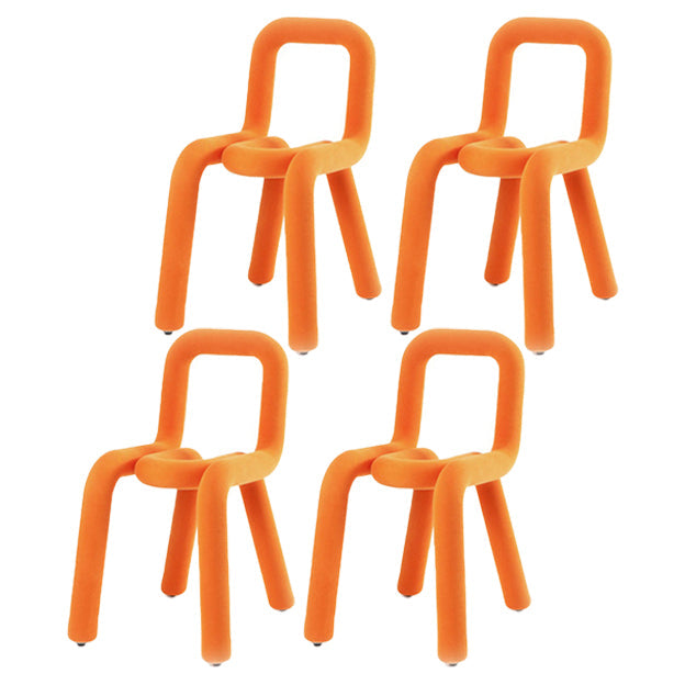 Contemporary Style Linen Chair Set Kitchen Dining Open Back Side Chairs Orange 4 Piece Set Clearhalo ' kitchen&dining_furn' 'Dining Chairs' 'Dining Tables & Seating' 'dining_chair' 'furn' 'furn_dining_chair' 'Furniture' 'furniture_dining_chair' 'Kitchen & Dining Furniture' 'kitchen' 4065901