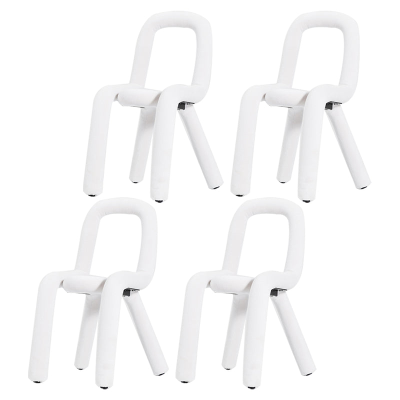 Contemporary Style Linen Chair Set Kitchen Dining Open Back Side Chairs White 4 Piece Set Clearhalo ' kitchen&dining_furn' 'Dining Chairs' 'Dining Tables & Seating' 'dining_chair' 'furn' 'furn_dining_chair' 'Furniture' 'furniture_dining_chair' 'Kitchen & Dining Furniture' 'kitchen' 4065904