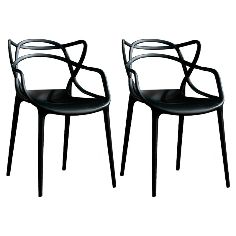 Contemporary Style Kitchen Dining Chairs Dining Arm Side Chair with Plastic Legs Black 2 Piece Set Clearhalo ' kitchen&dining_furn' 'Dining Chairs' 'Dining Tables & Seating' 'dining_chair' 'furn' 'furn_dining_chair' 'Furniture' 'furniture_dining_chair' 'Kitchen & Dining Furniture' 'kitchen' 4065908
