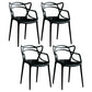 Contemporary Style Kitchen Dining Chairs Dining Arm Side Chair with Plastic Legs Black 4 Piece Set Clearhalo ' kitchen&dining_furn' 'Dining Chairs' 'Dining Tables & Seating' 'dining_chair' 'furn' 'furn_dining_chair' 'Furniture' 'furniture_dining_chair' 'Kitchen & Dining Furniture' 'kitchen' 4065910