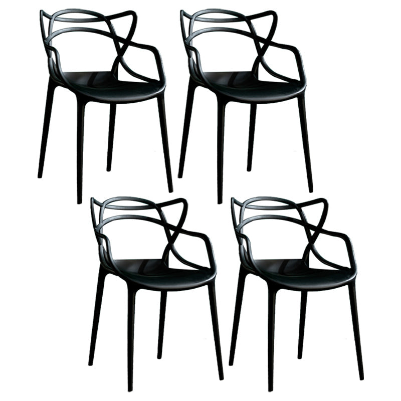 Contemporary Style Kitchen Dining Chairs Dining Arm Side Chair with Plastic Legs Black 4 Piece Set Clearhalo ' kitchen&dining_furn' 'Dining Chairs' 'Dining Tables & Seating' 'dining_chair' 'furn' 'furn_dining_chair' 'Furniture' 'furniture_dining_chair' 'Kitchen & Dining Furniture' 'kitchen' 4065910