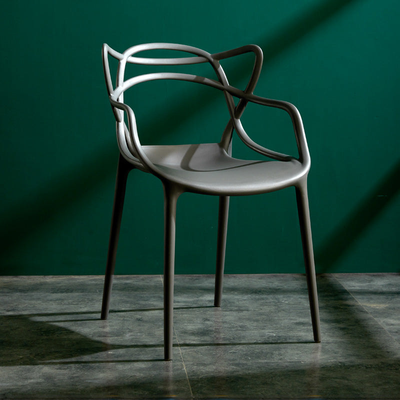 Contemporary Style Kitchen Dining Chairs Dining Arm Side Chair with Plastic Legs Grey 1 Piece Clearhalo ' kitchen&dining_furn' 'Dining Chairs' 'Dining Tables & Seating' 'dining_chair' 'furn' 'furn_dining_chair' 'Furniture' 'furniture_dining_chair' 'Kitchen & Dining Furniture' 'kitchen' 4065912