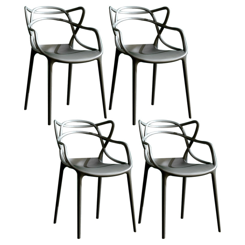 Contemporary Style Kitchen Dining Chairs Dining Arm Side Chair with Plastic Legs Grey 4 Piece Set Clearhalo ' kitchen&dining_furn' 'Dining Chairs' 'Dining Tables & Seating' 'dining_chair' 'furn' 'furn_dining_chair' 'Furniture' 'furniture_dining_chair' 'Kitchen & Dining Furniture' 'kitchen' 4065916